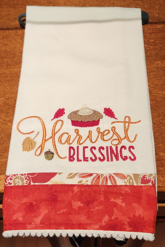 Kitchen Towel, Embroidered, Harvest Blessings