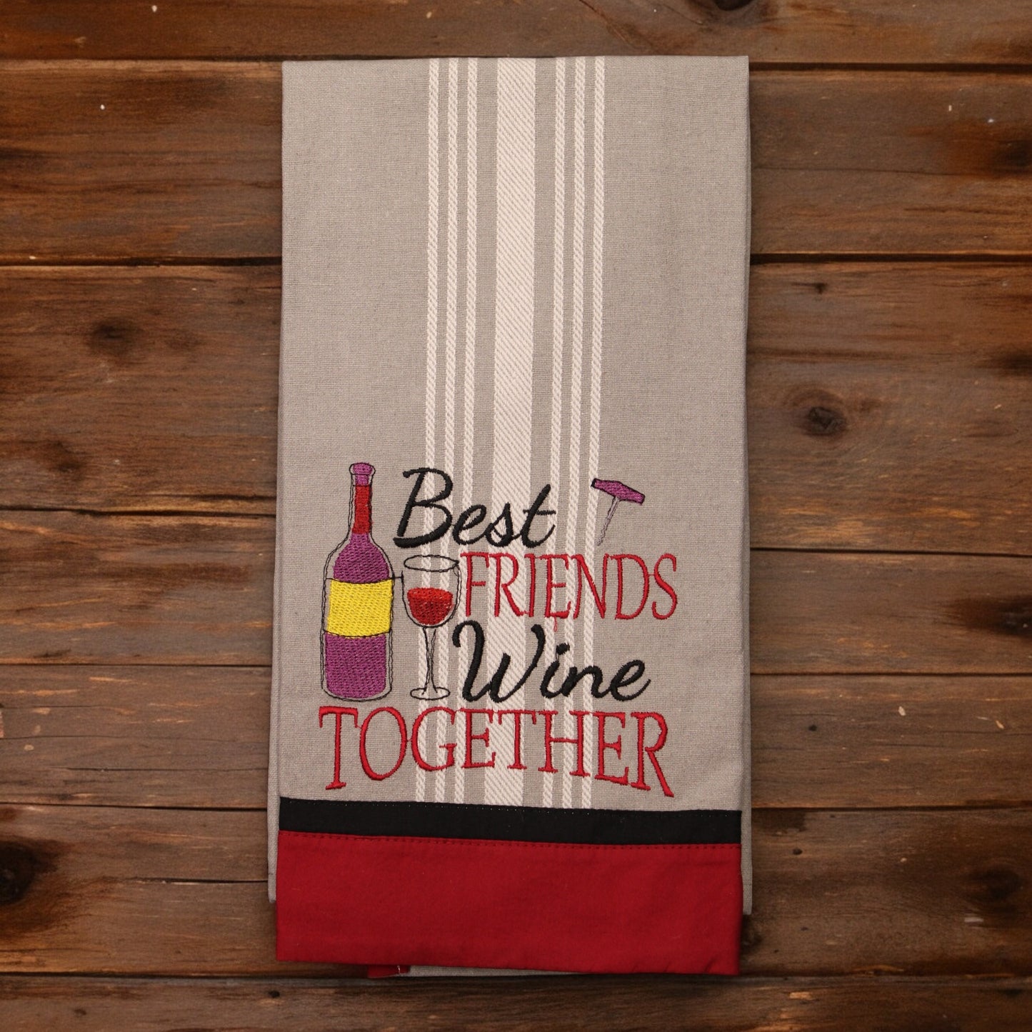 Kitchen Towel, Embroidered, Best Friends