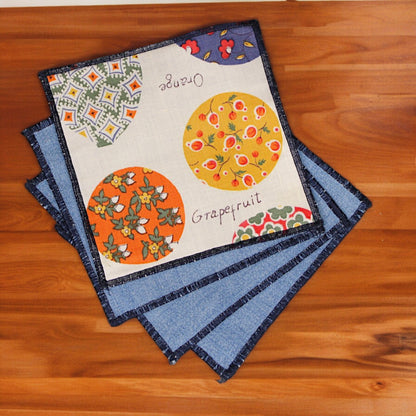 Cocktail napkins, Vintage fabric, Fruits