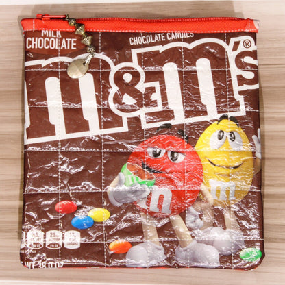 Zippered bag, candy themed, M&M's, dark brown