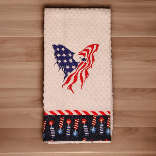 Kitchen Towel, Embroidered, Patriotic Eagle