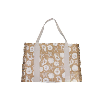 Tote bag, upcycled placemats, seashells