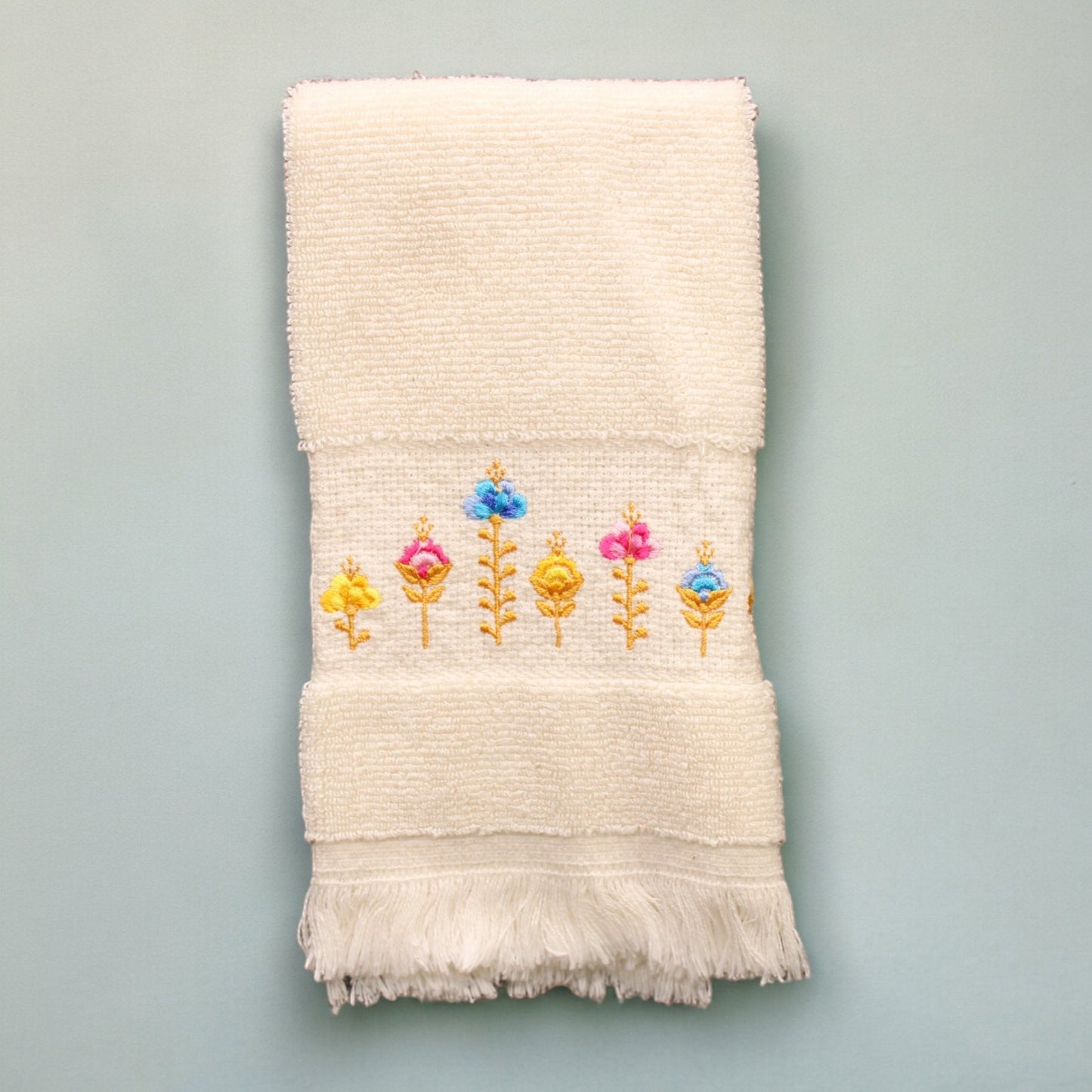 Guest towel, Embroidered, floral border