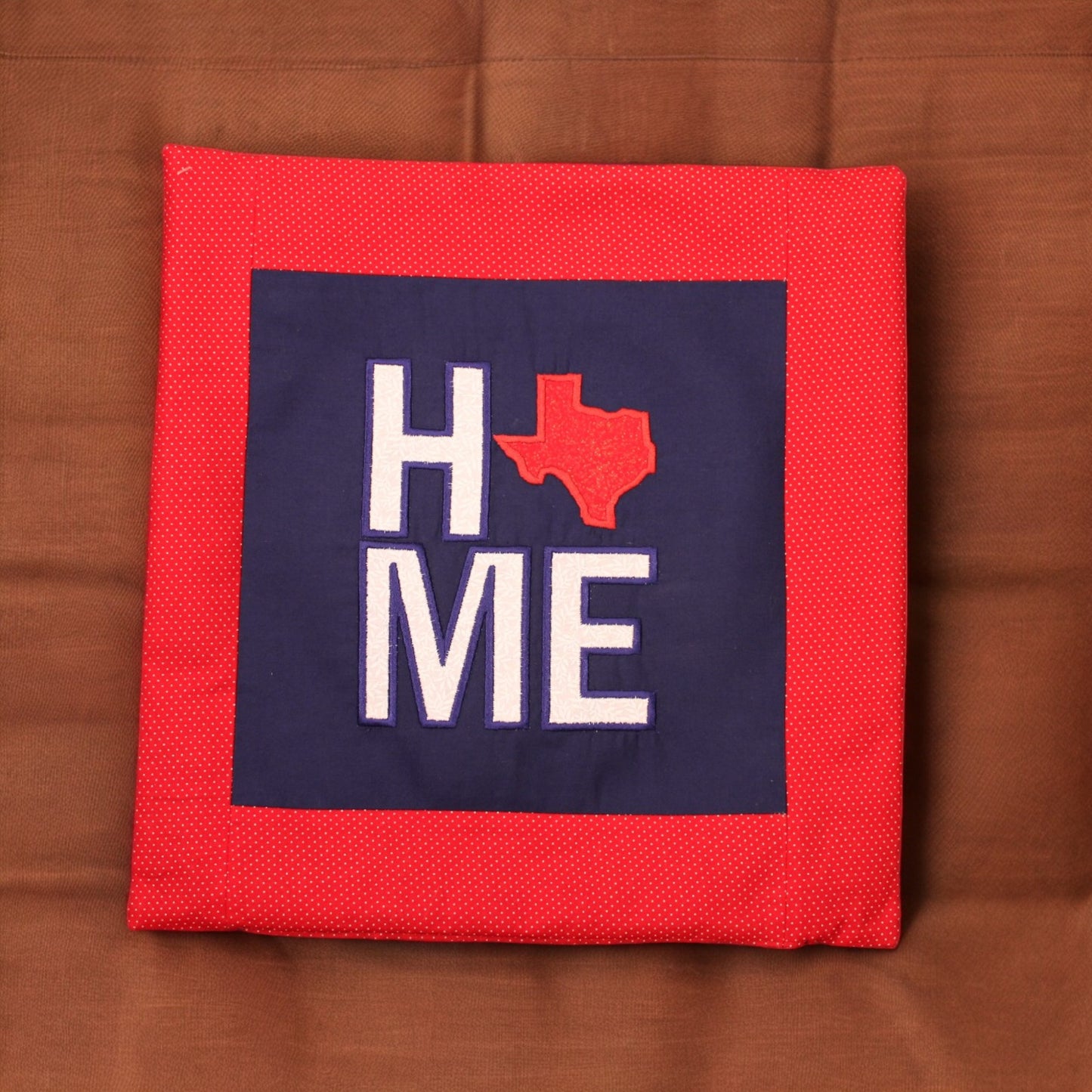 Pillow cover, Applique HOME, red, white, blue