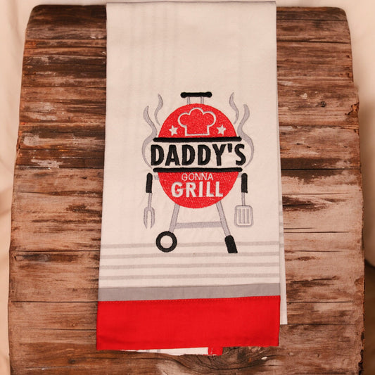 Kitchen Towel, Embroidered, Daddy's Gonna Grill