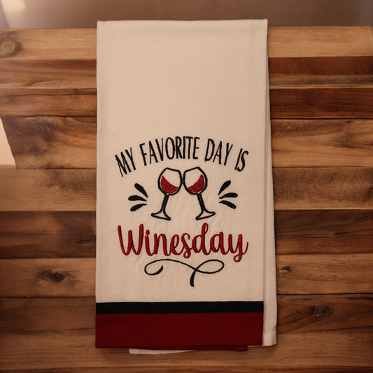 Kitchen Towel, Embroidered, Winesday