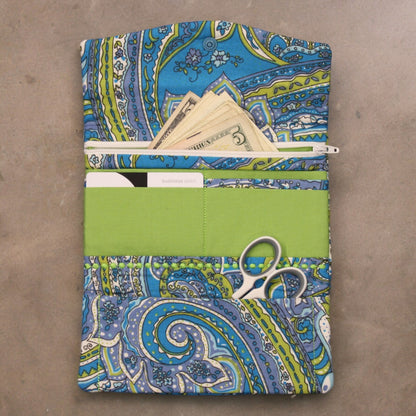 Wallet, Foldable, Aqua Paisley