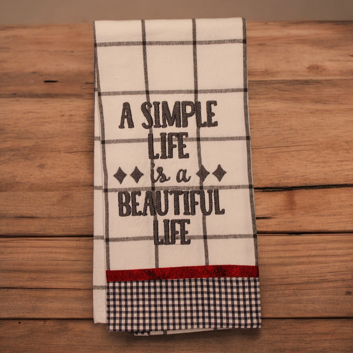 Kitchen Towel, Embroidered, Simple Life