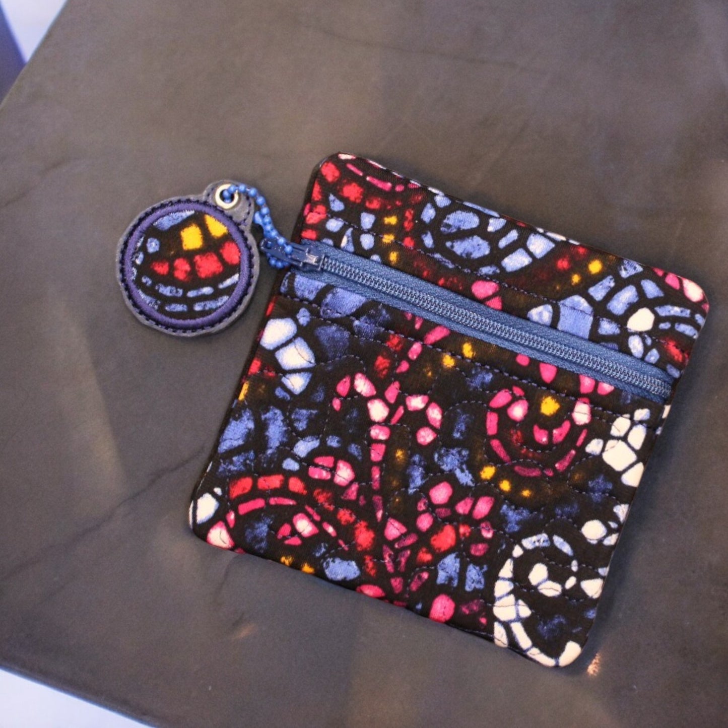 Zippered bag, Stained glass print, small