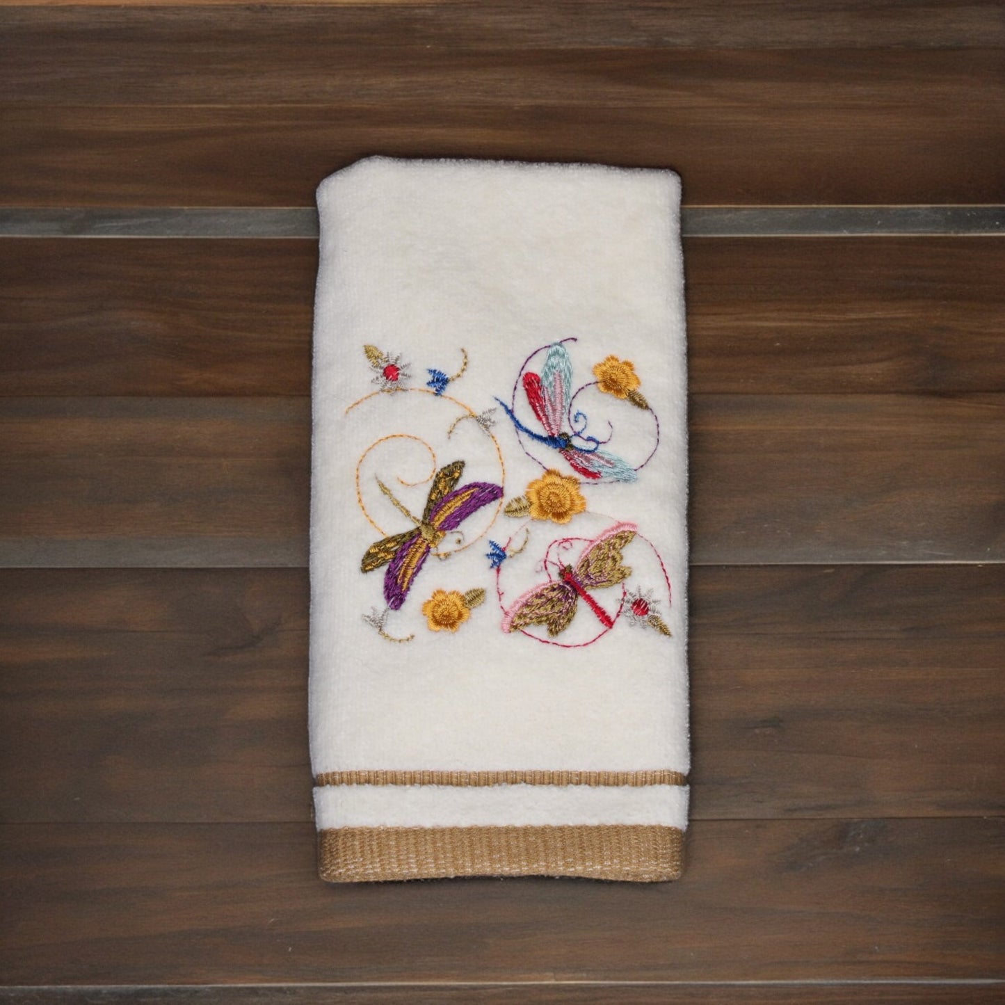 Guest Towel, Embroidered, Dragonfly