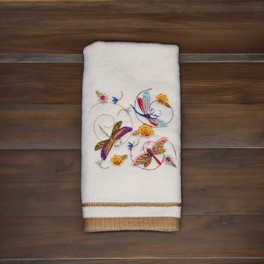 Guest Towel, Embroidered, Dragonfly