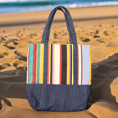 Tote Bag, Denim and Stripes