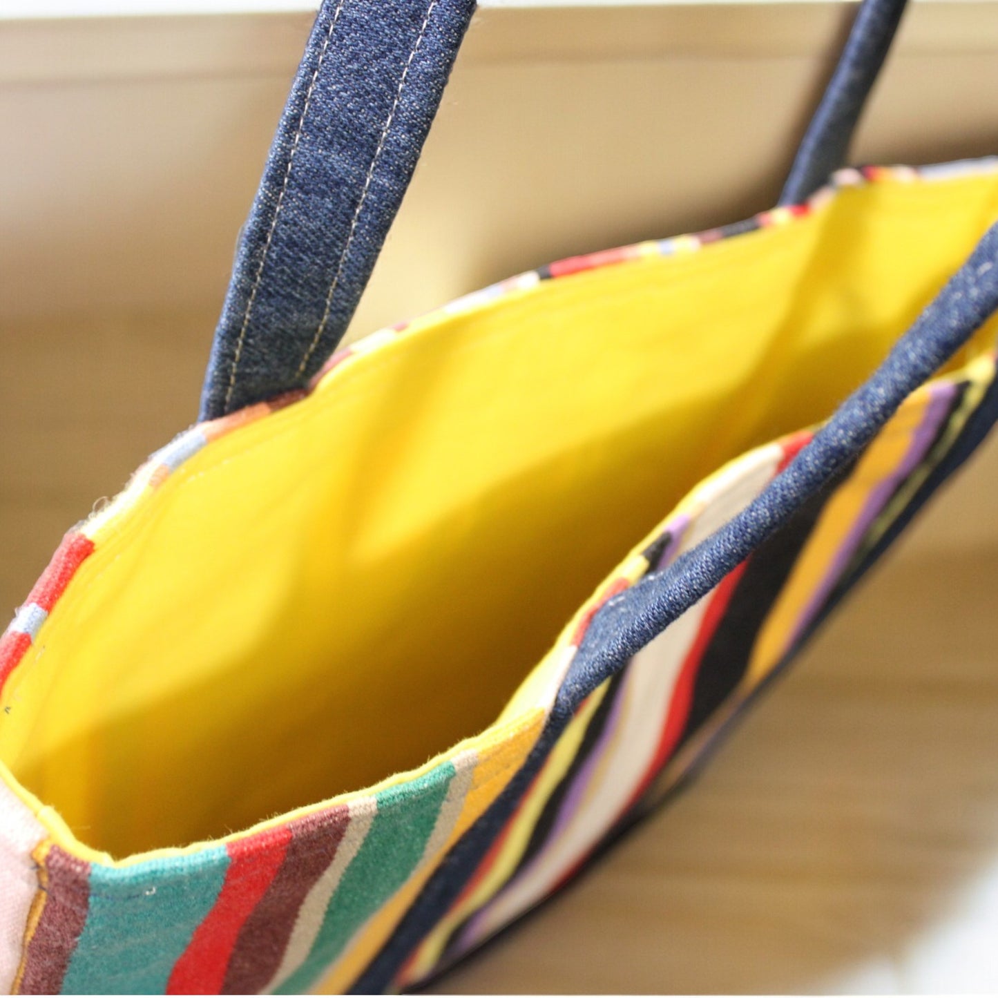 Tote Bag, Denim and Stripes