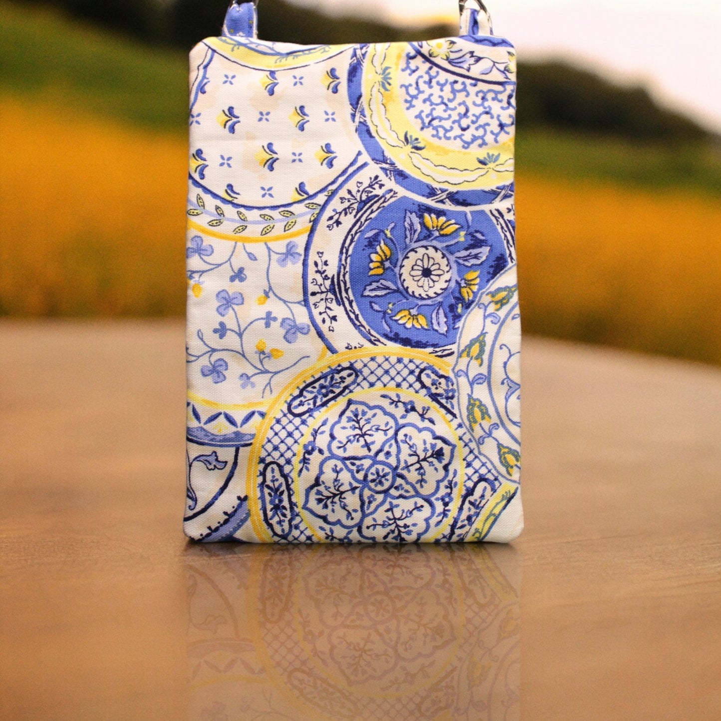 Crossbody bag, White, blue, yellow