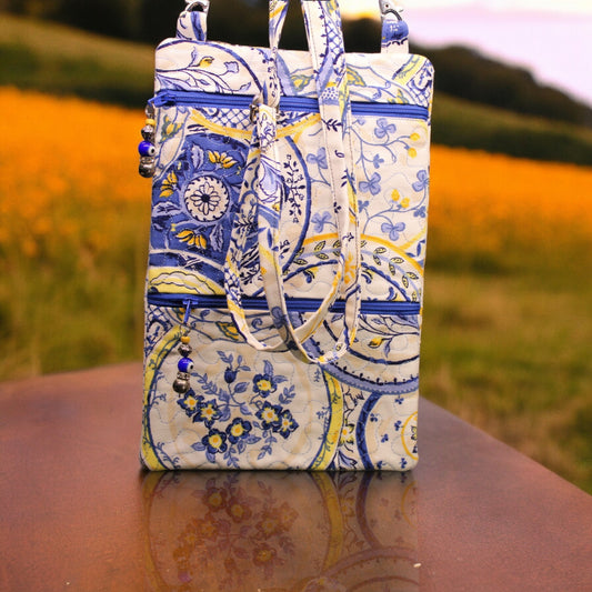 Crossbody bag, White, blue, yellow