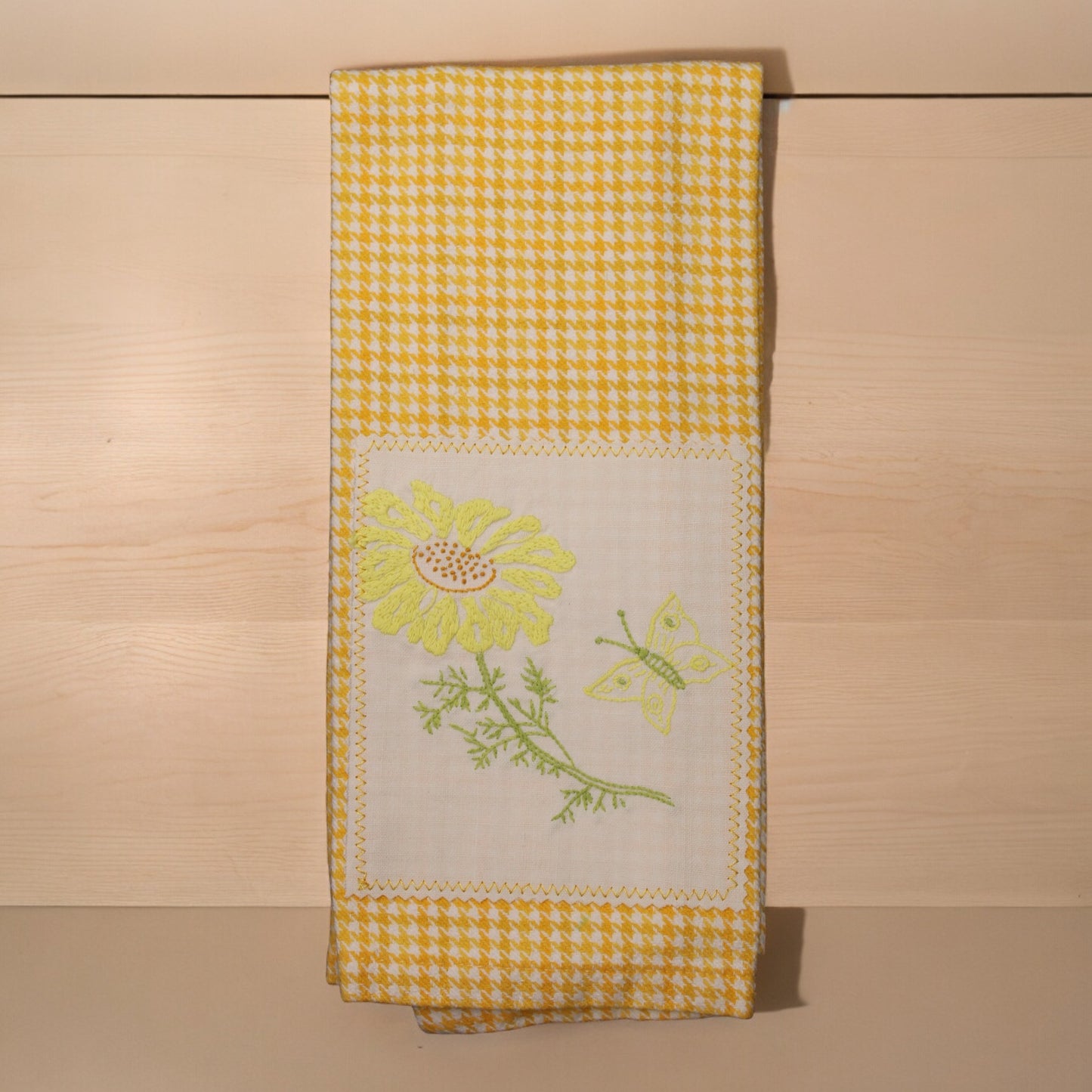 Kitchen Towel, Applique, Butterfly and Flower