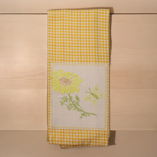 Kitchen Towel, Applique, Butterfly and Flower